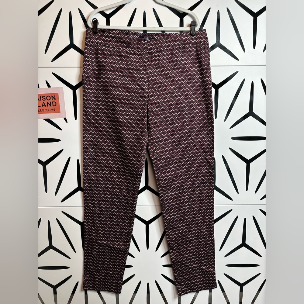 Long Tall Sally Burgundy Geometric Print Pants Straight Leg – Size 14